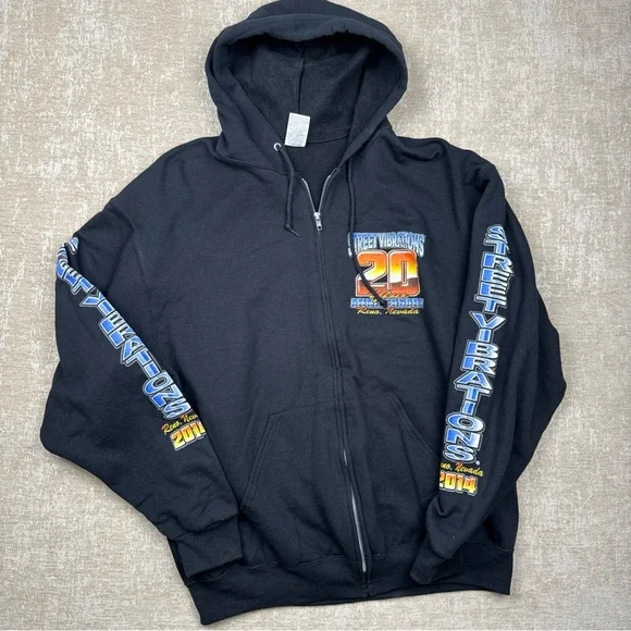 Black Graphic Zip-Up Hoodie - Picture 2 of 8